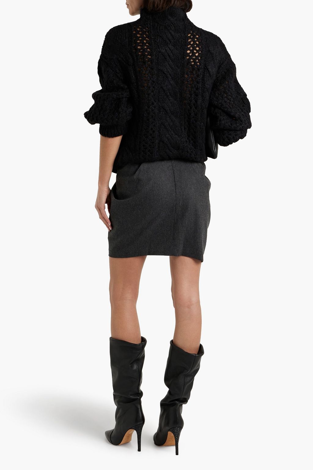 IRO Lehuda wrap-effect pinstriped wool-blend mini skirt