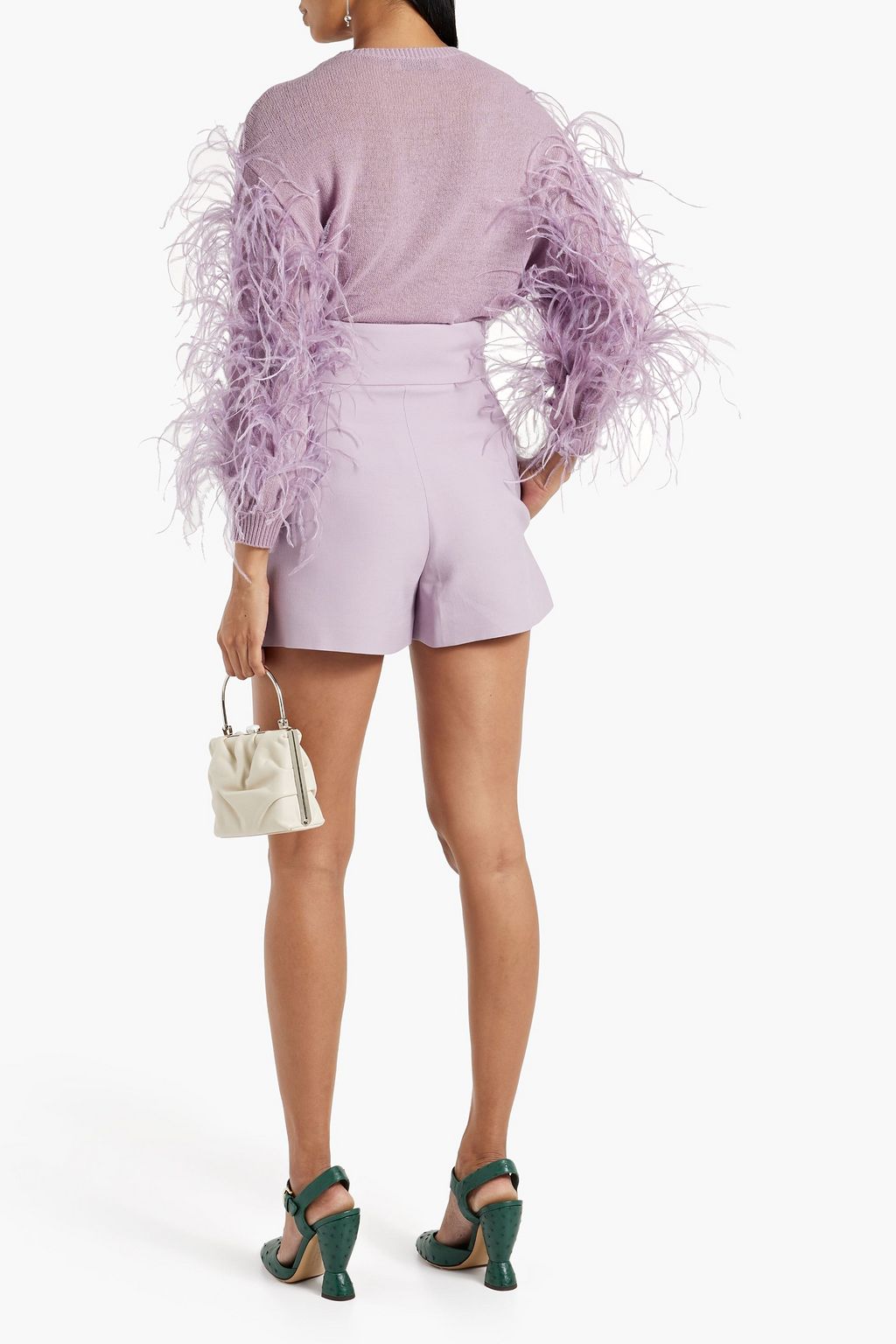 VALENTINO GARAVANI Feather-embellished wool and cashmere-blend sweater