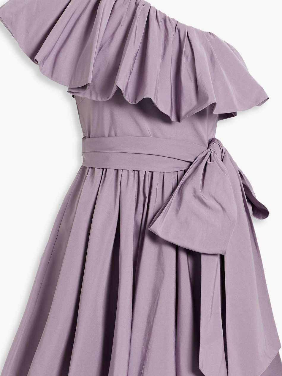 one-shoulder ruffled cotton-blend faille mini dress