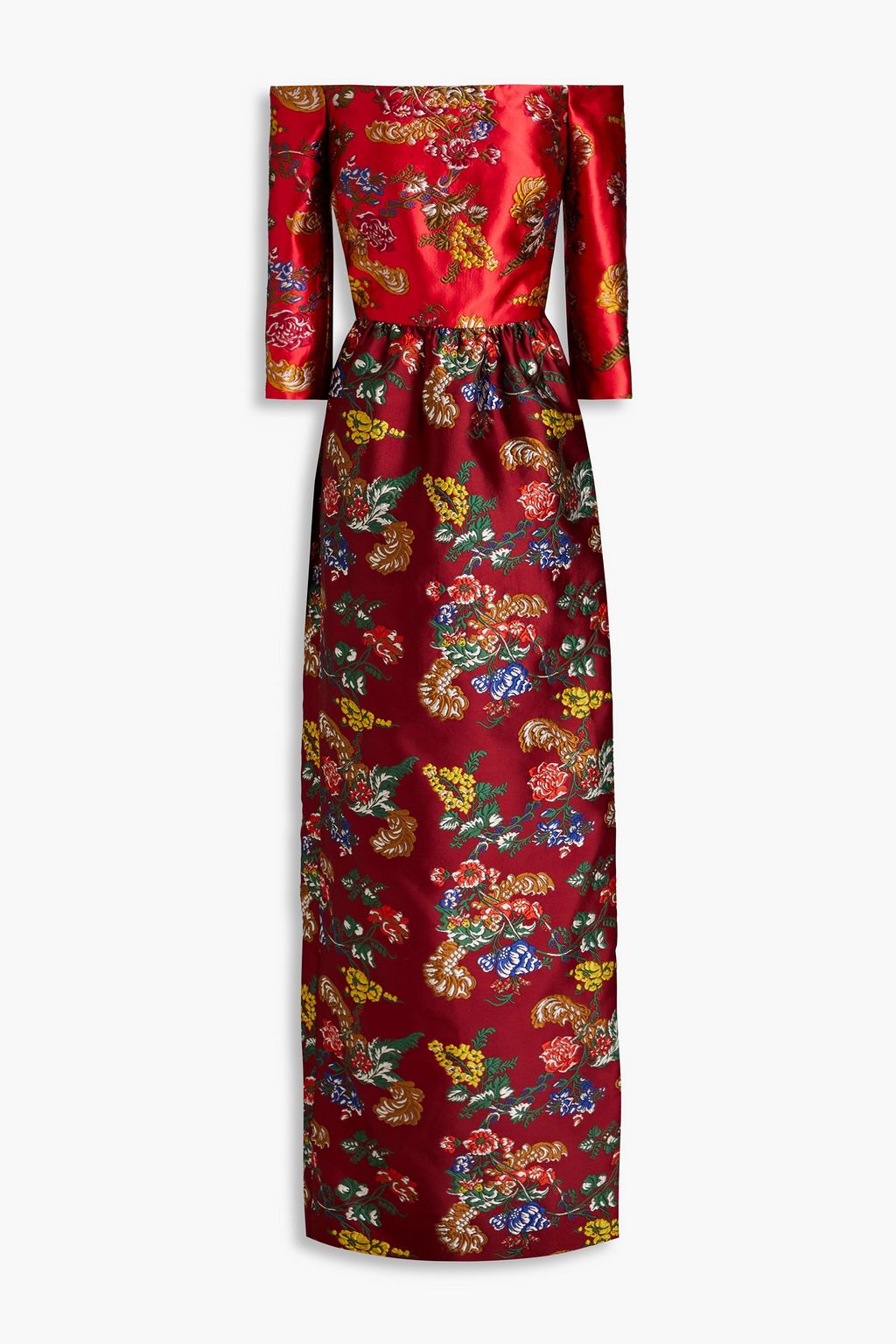 OSCAR DE LA RENTA Off-the-shoulder two-tone floral-brocade gown | THE ...