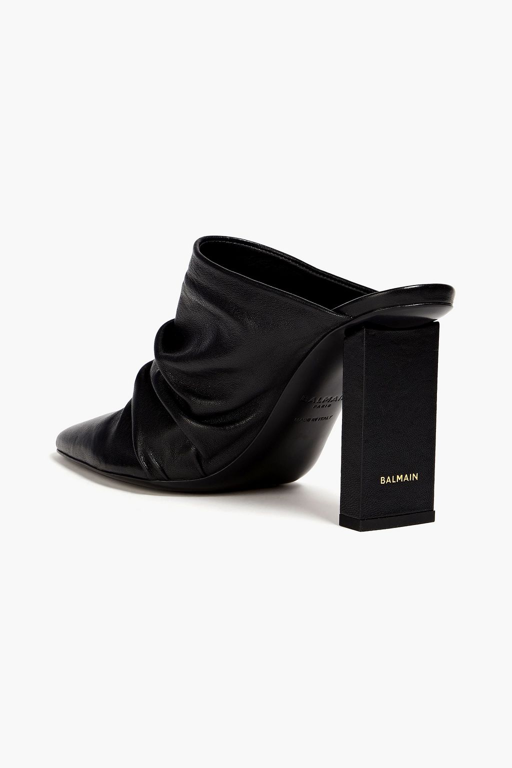 BALMAIN レザー ミュール ギャザー入り