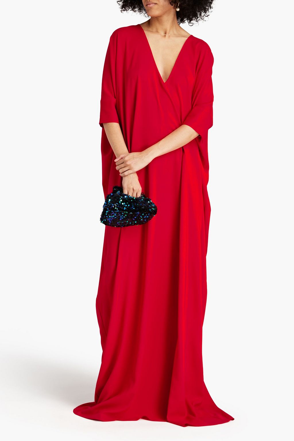 OSCAR DE LA RENTA Draped silk-blend crepe gown