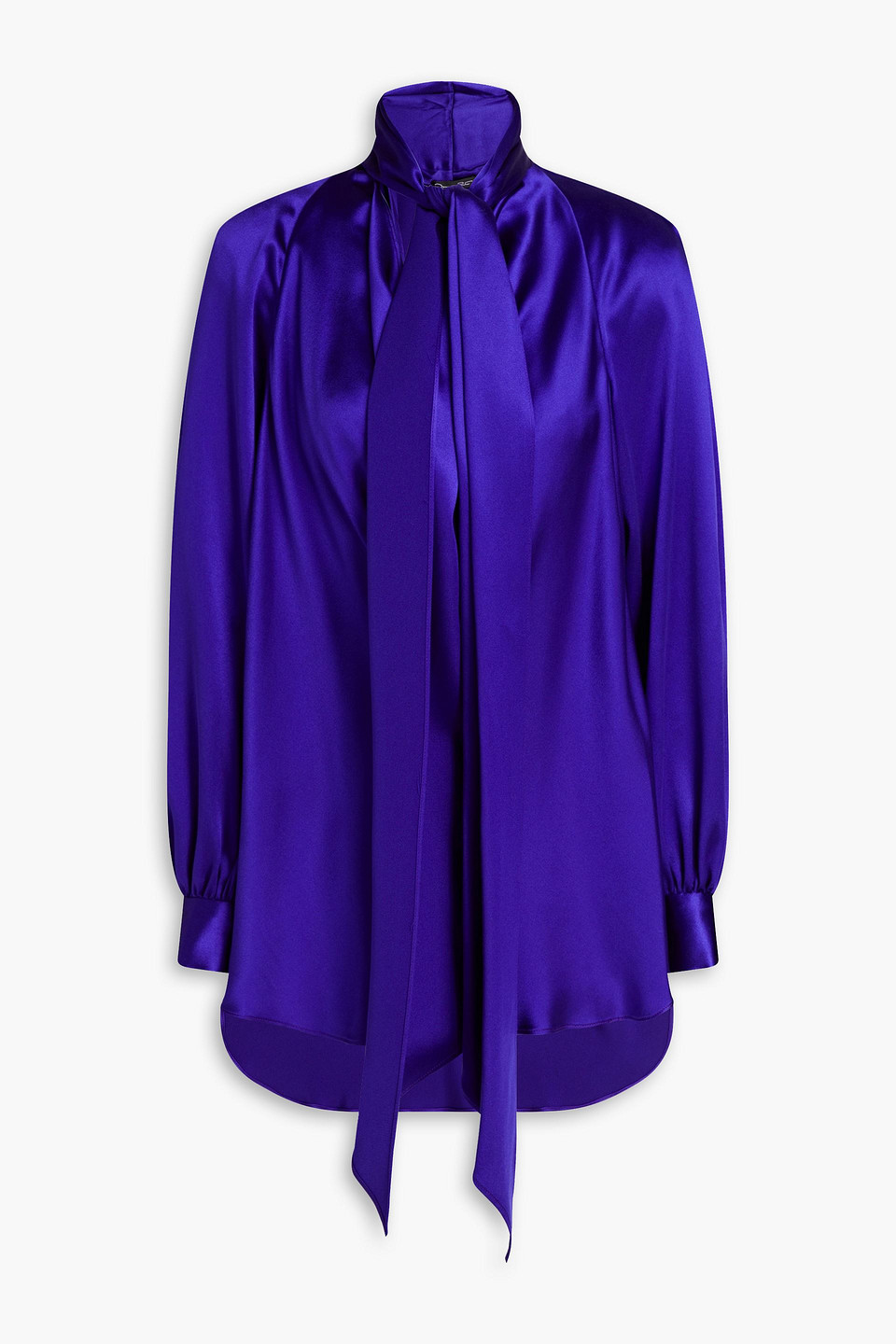 Oscar De La Renta Draped Silk-satin Blouse In Blue