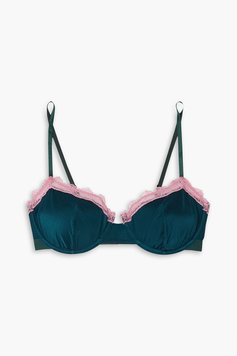 DORA LARSEN IVY LACE-TRIMMED STRETCH-SATIN UNDERWIRED BRA,3074457345635452173