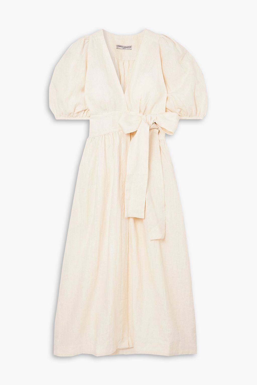 THREE GRACES LONDON Fiona linen midi wrap dress | THE OUTNET