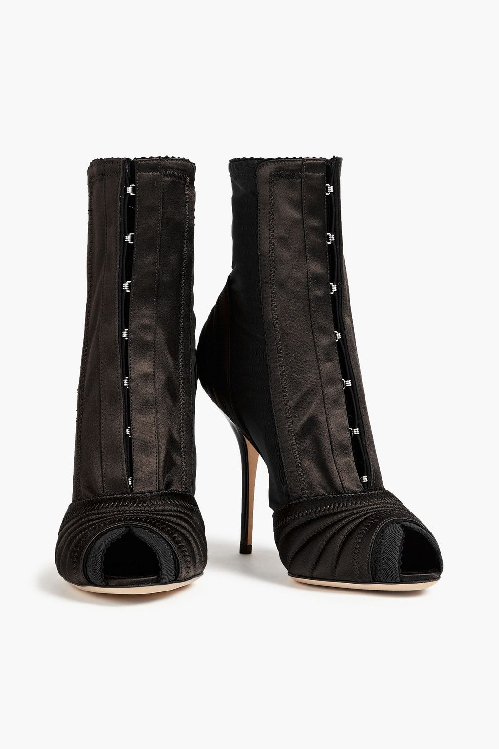 DOLCE&GABBANA Stretch-mesh and satin sock boots