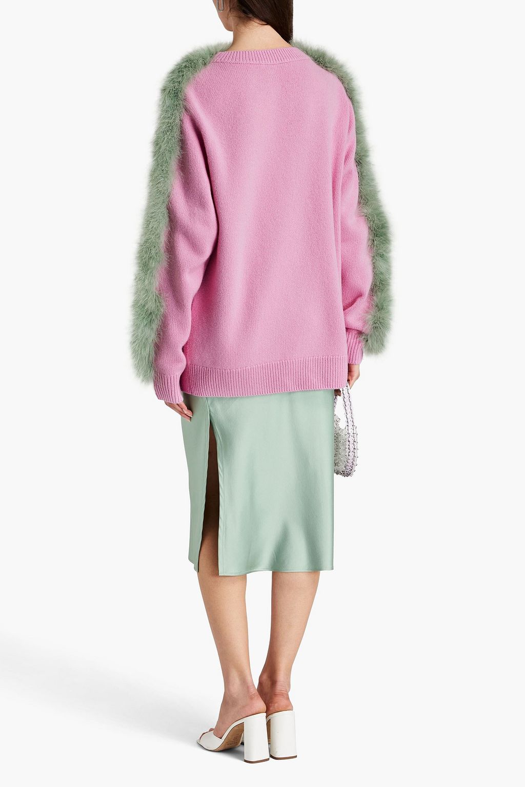 DRIES VAN NOTEN Oversized-Pullover aus Merinowolle mit Federn