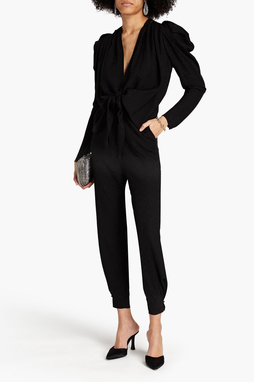 JOHANNA ORTIZ Splendid Isolation tie-front cutout floral-jacquard jumpsuit