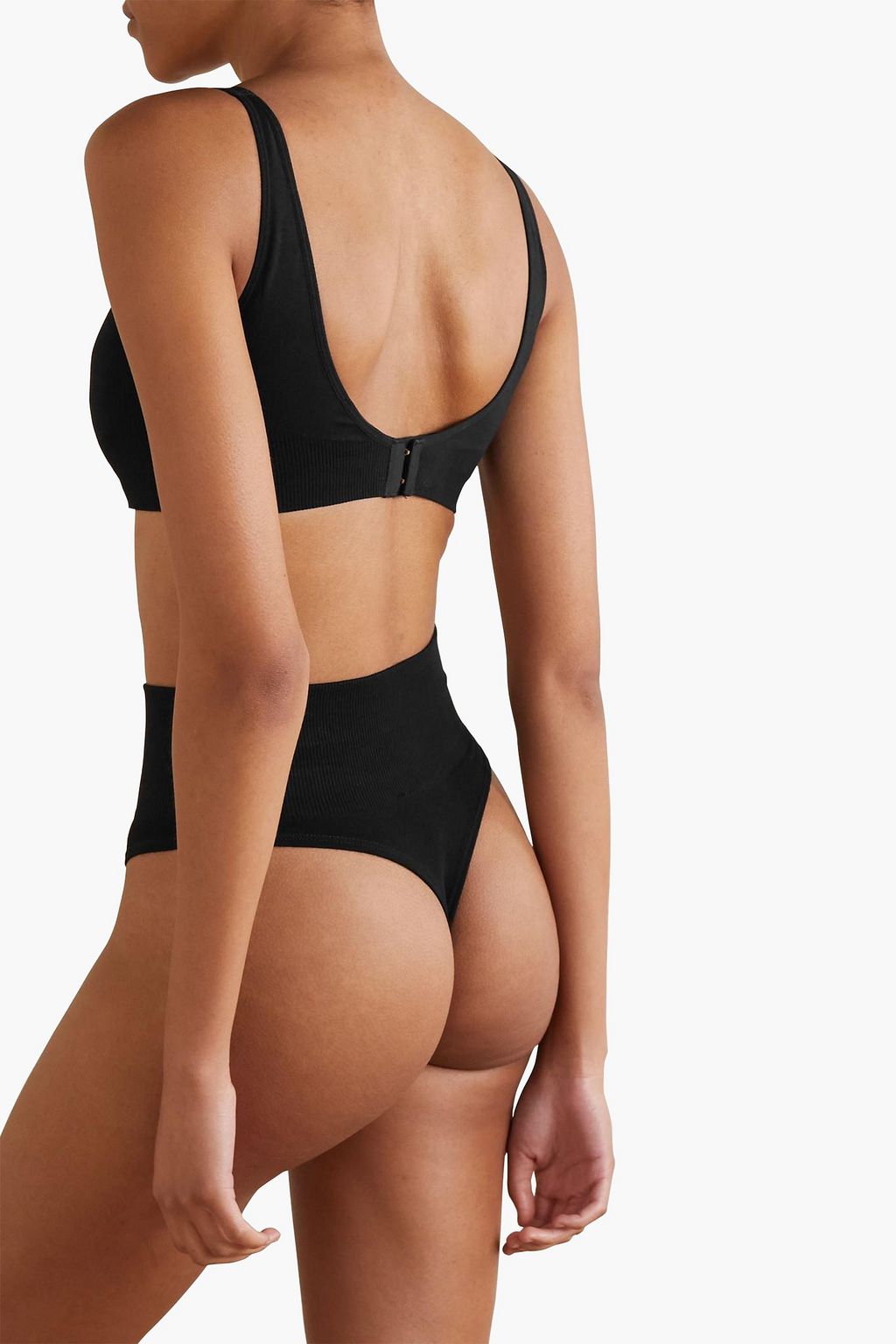 SKIN The Solutions Kit ribbed organic stretch-cotton jersey bodysuit, bralette and thong set