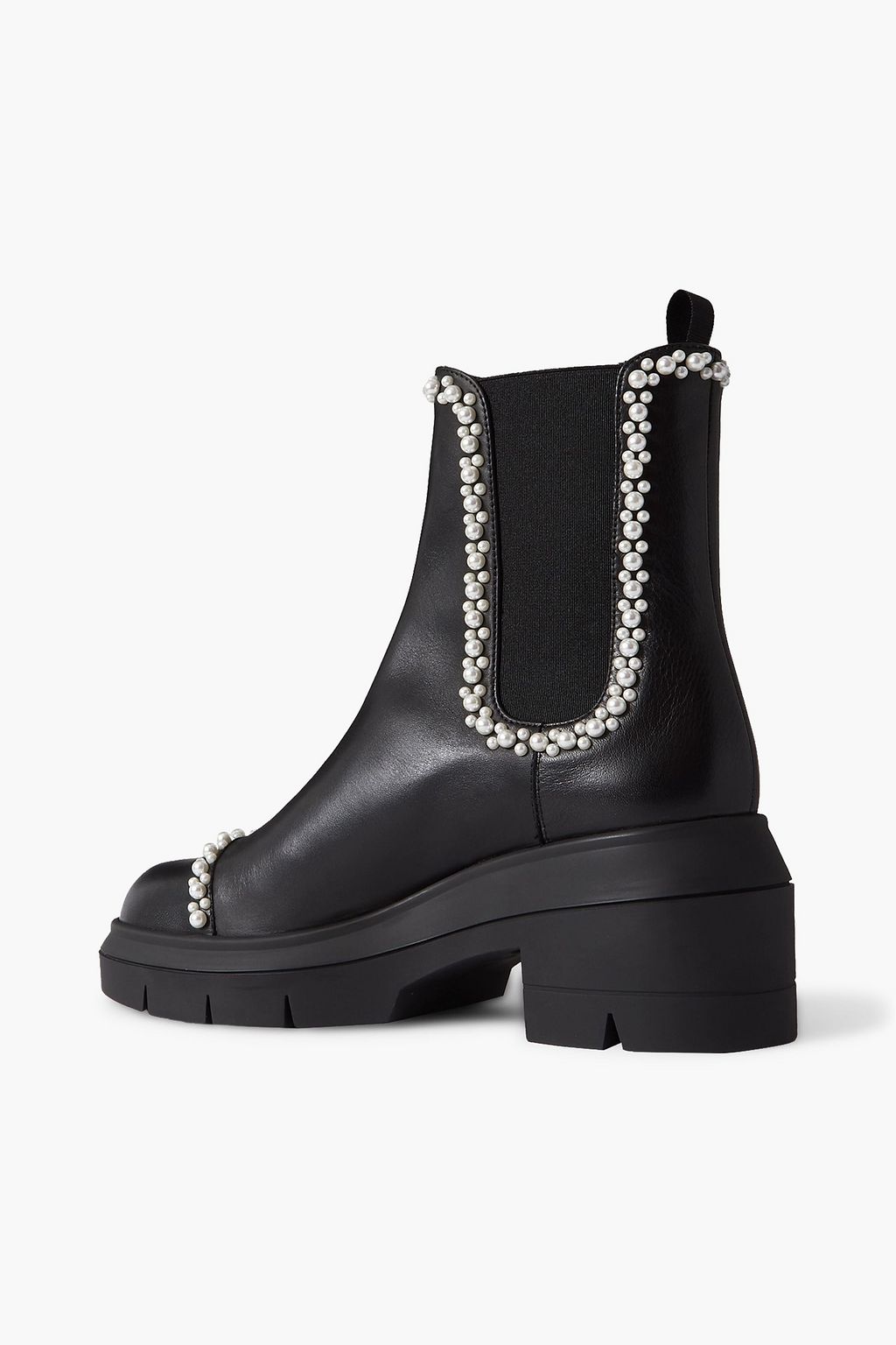 STUART WEITZMAN Faux pearl-embellished leather Chelsea boots