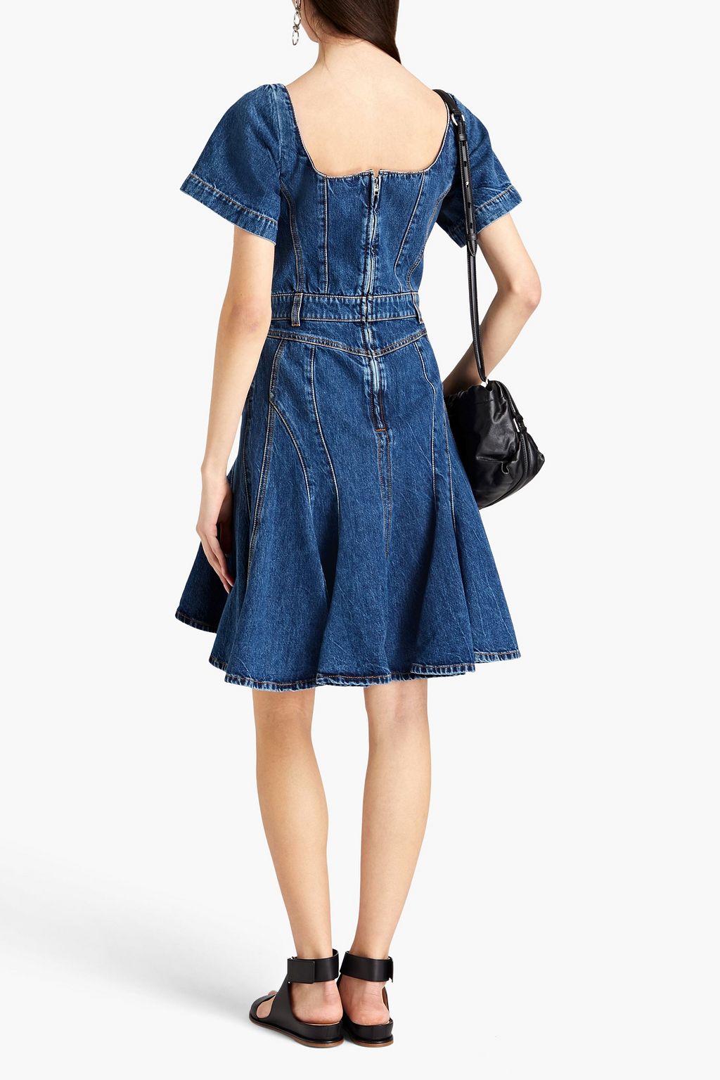 MCQUEEN Asymmetric denim mini dress