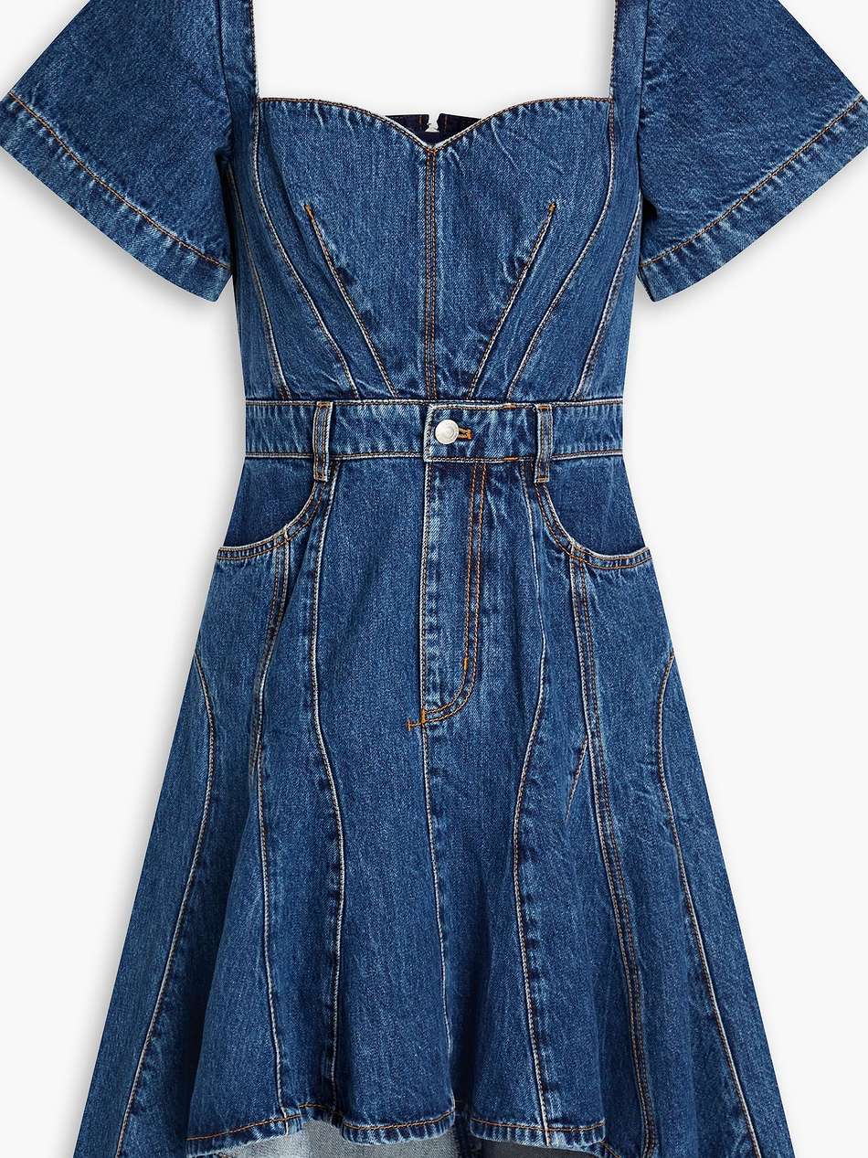 asymmetric denim mini dress