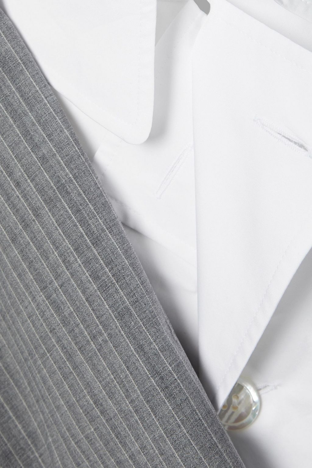 JUNYA WATANABE Layered pinstriped wool-blend and cotton-poplin trench coat