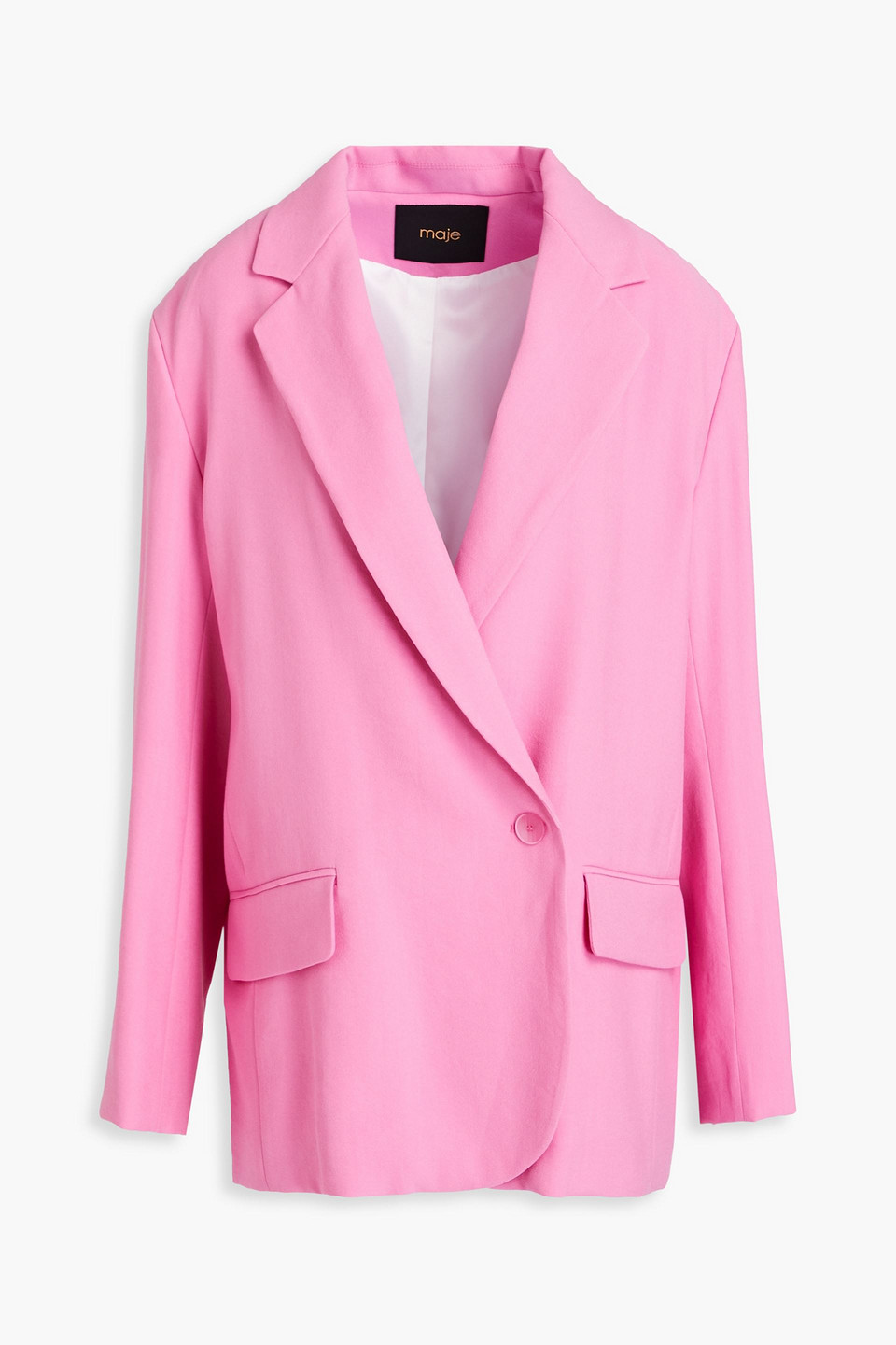 Shop Maje Double-breasted Crepe Blazer In Bubblegum