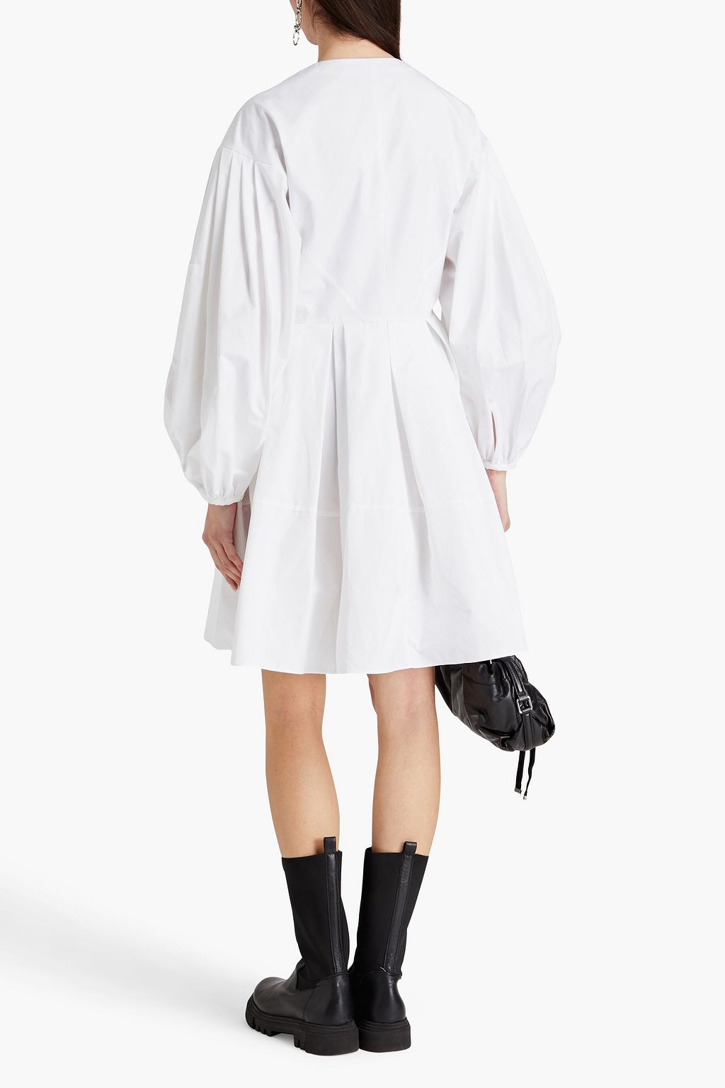 MCQUEEN Pleated cotton-poplin mini dress
