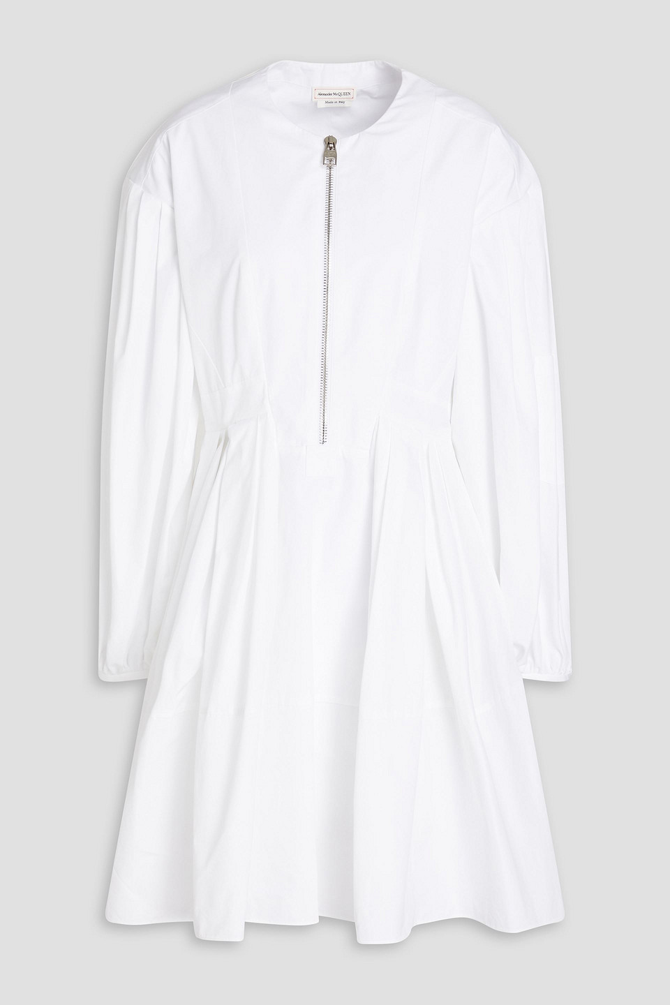 Alexander Mcqueen Pleated Cotton-poplin Mini Dress