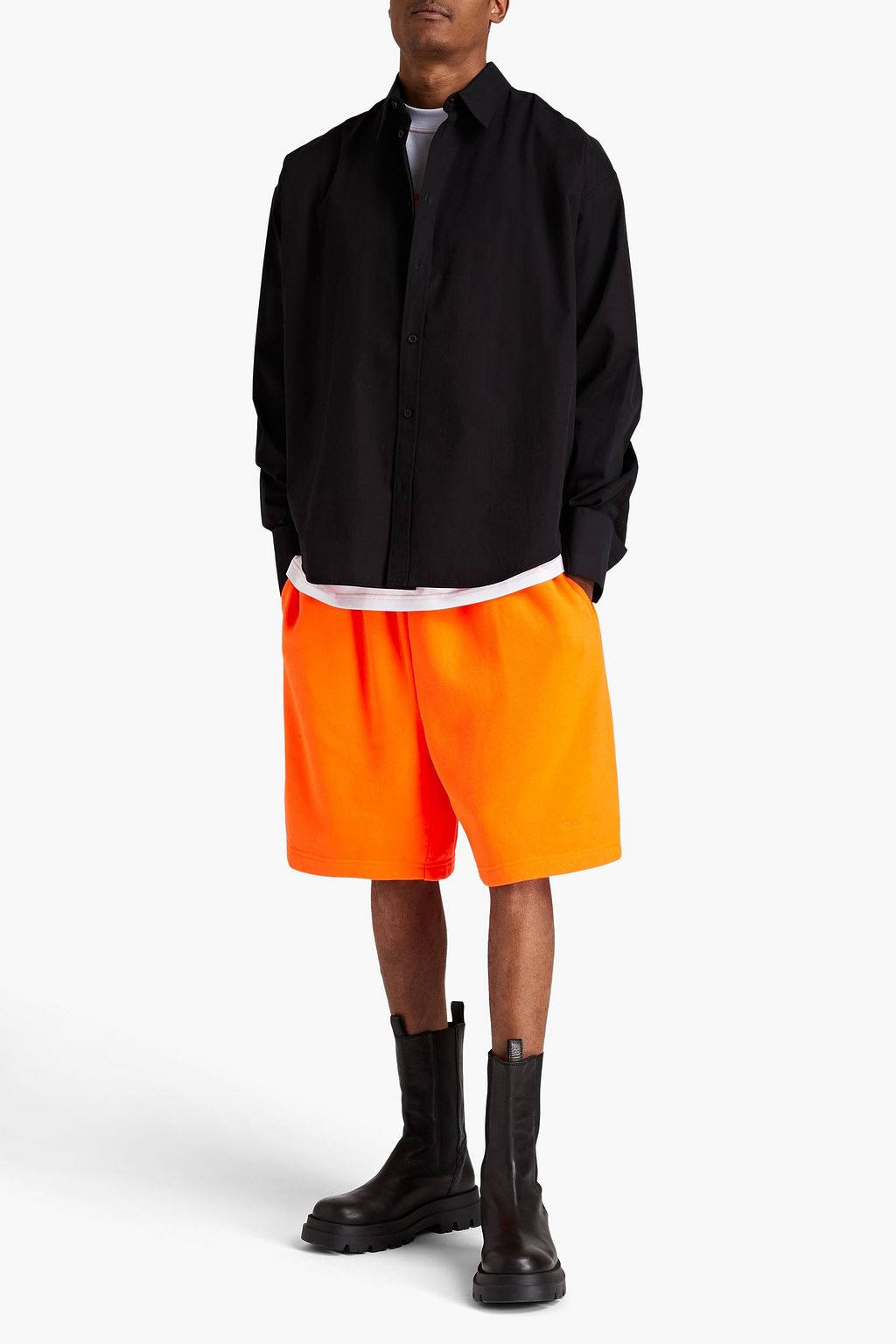 BALENCIAGA Neon embroidered fleece shorts