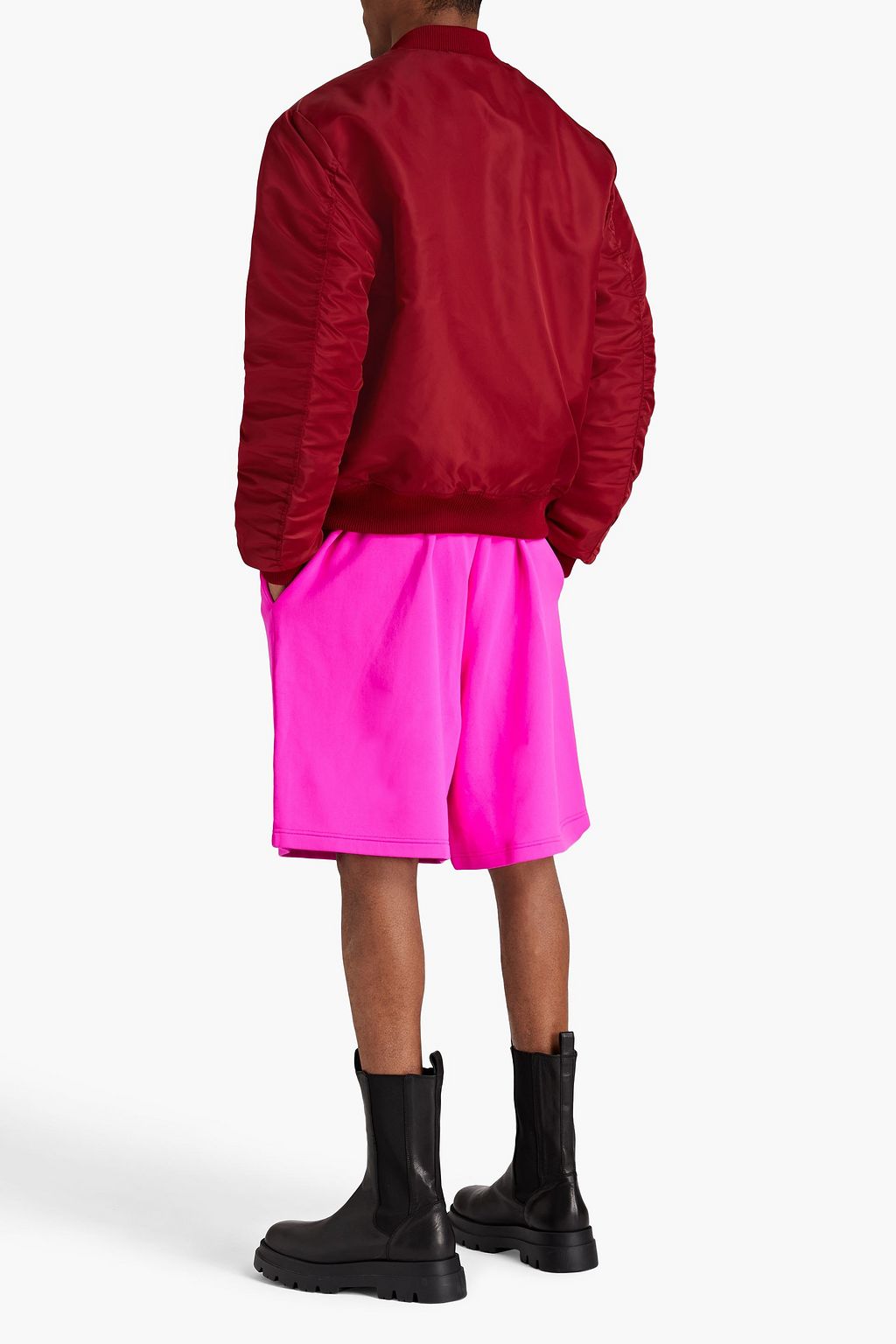 BALENCIAGA Neon embroidered fleece shorts
