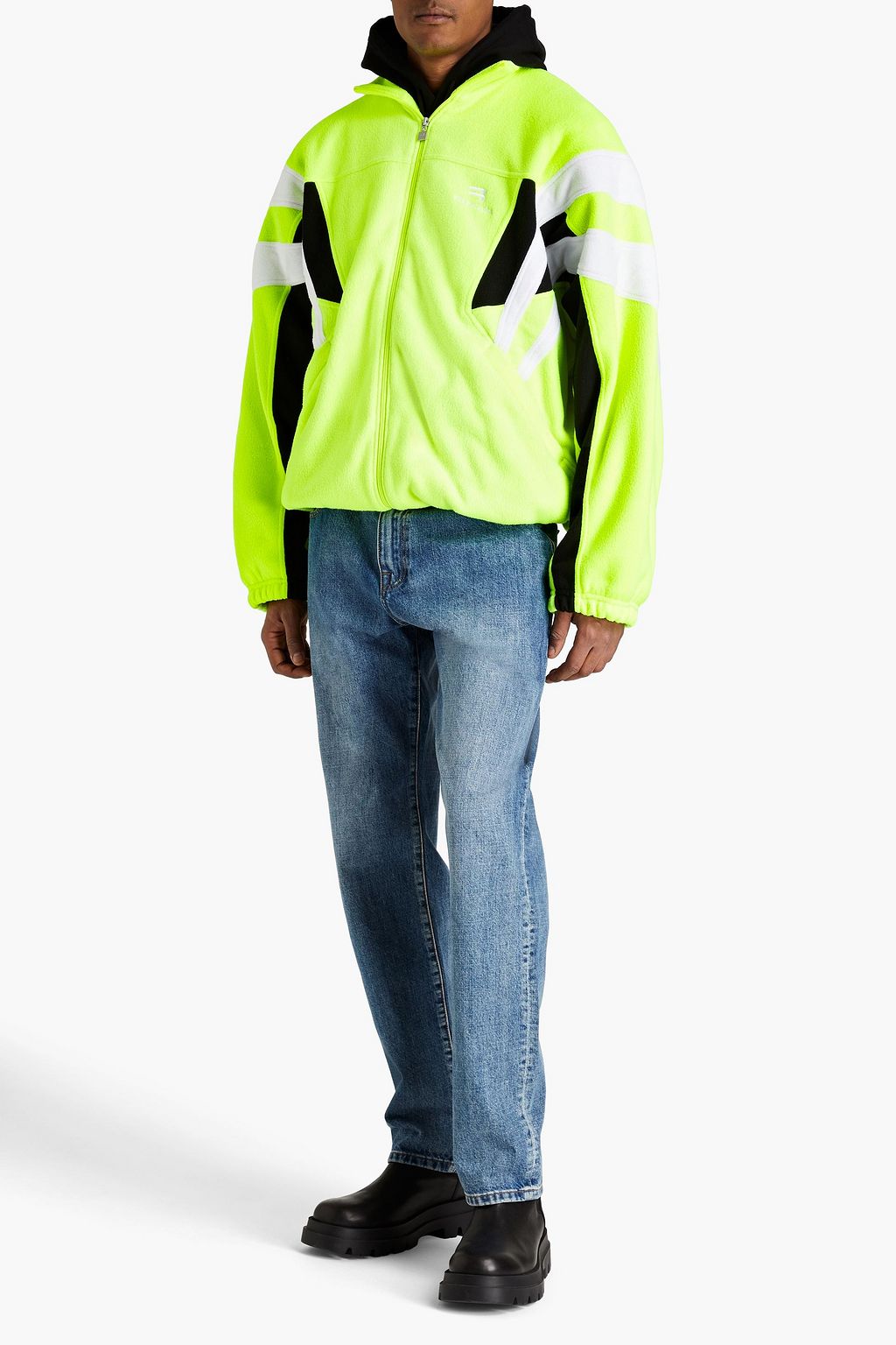 BALENCIAGA Logo-embroidered fleece jacket