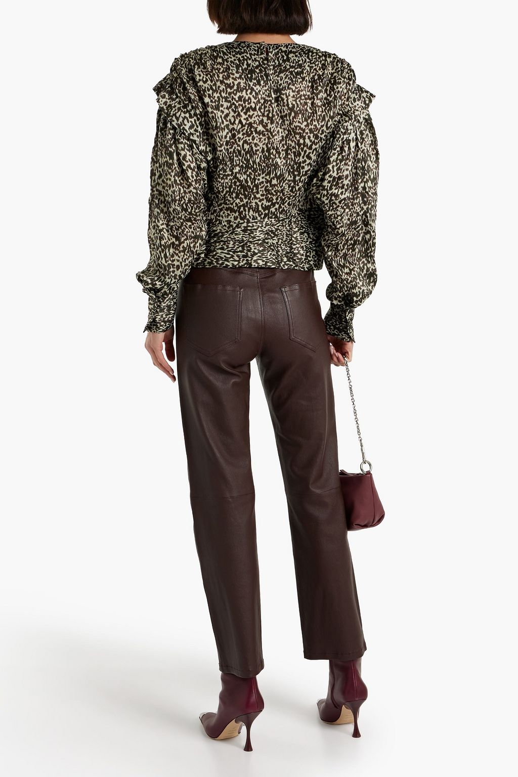 IRO Rusko ruffled leopard-print silk-crepon blouse
