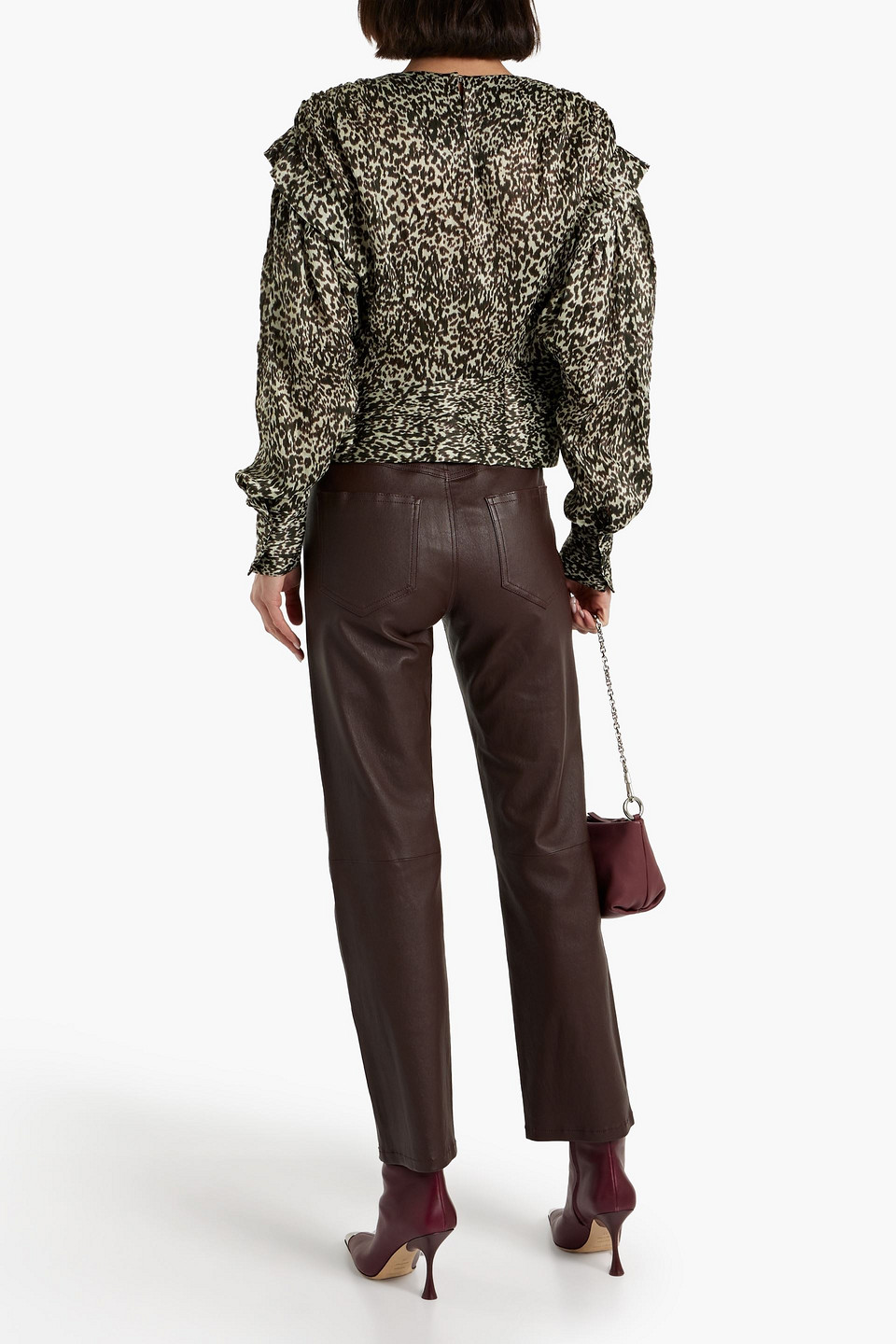 Shop Iro Rusko Ruffled Leopard-print Silk-crepon Blouse In Animal Print