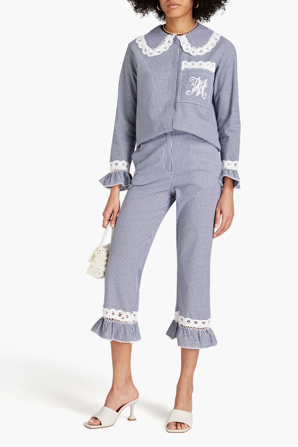 MAJE Cropped Hose mit geradem Bein aus Baumwolle mit Gingham-Karo