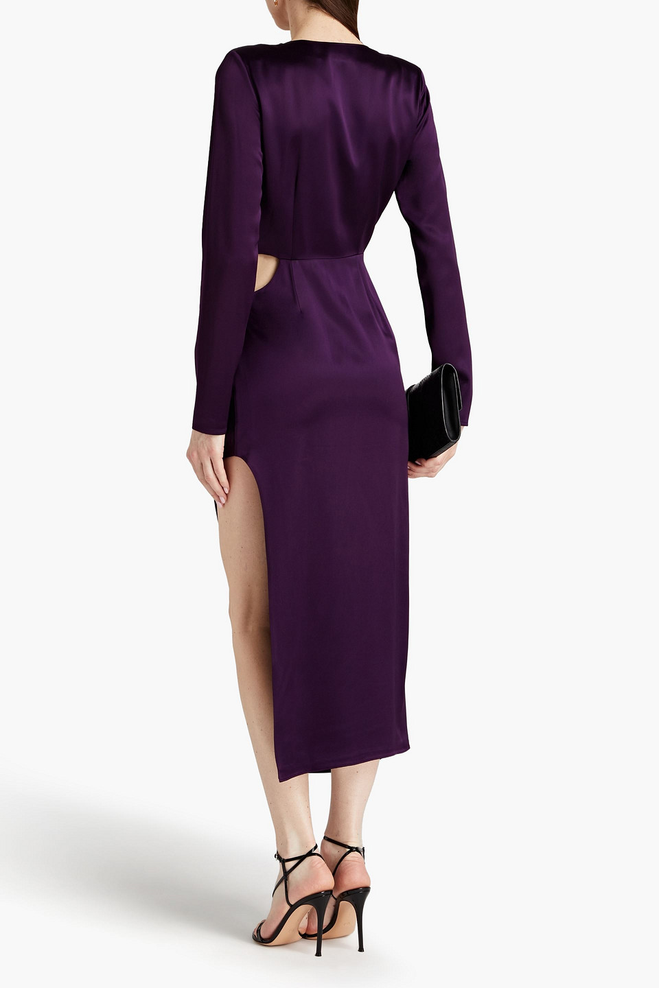 Shop Nicholas Alezia Twist-front Cutout Satin Dress In Violet