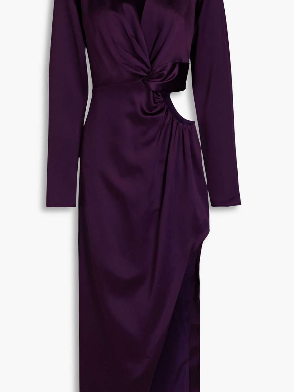 alezia twist-front cutout satin dress