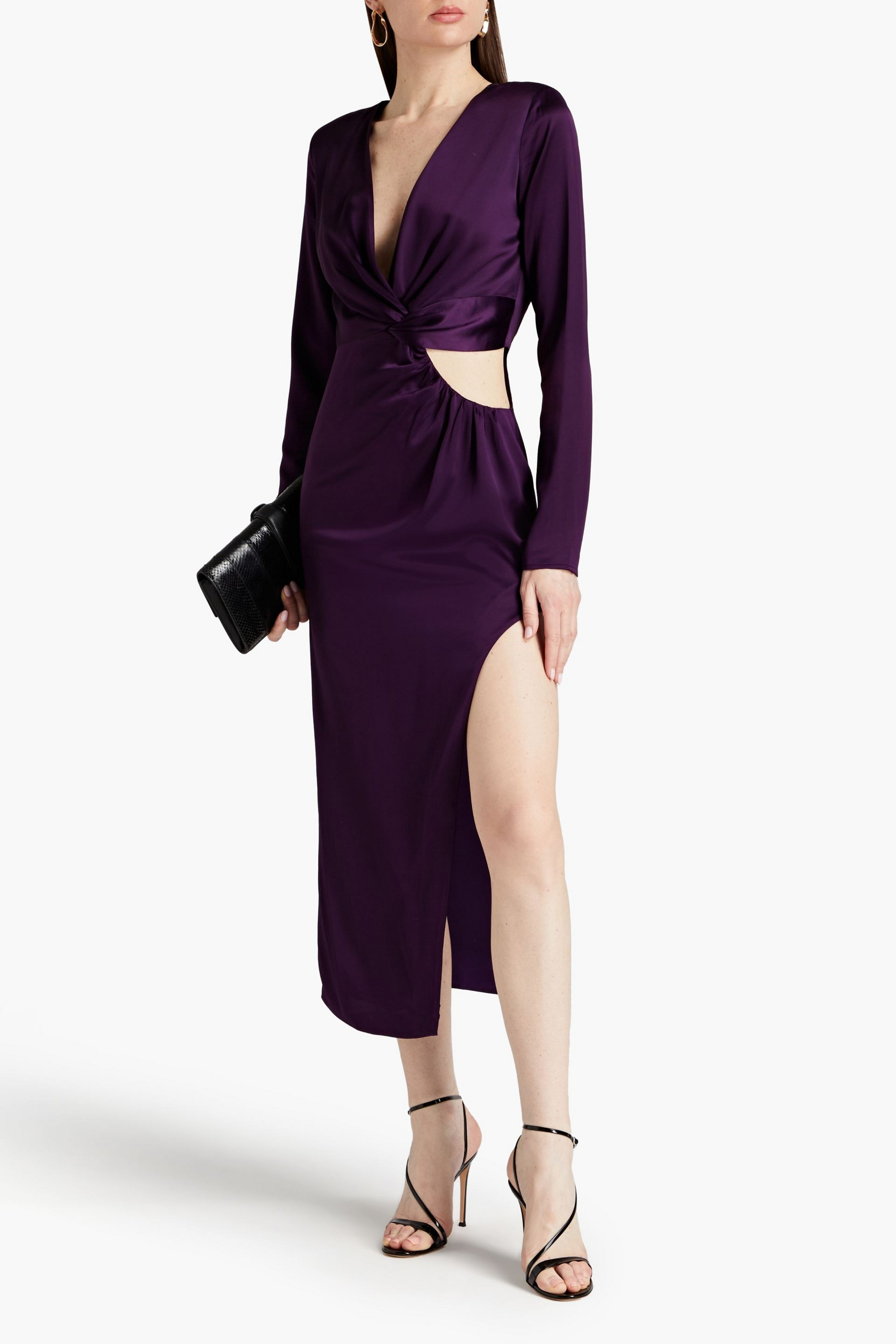 NICHOLAS Twist-front cutout satin dress