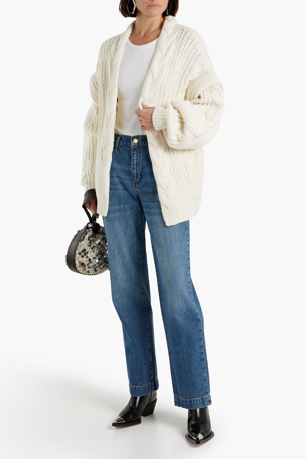IRO Ynara cable-knit wool-blend cardigan
