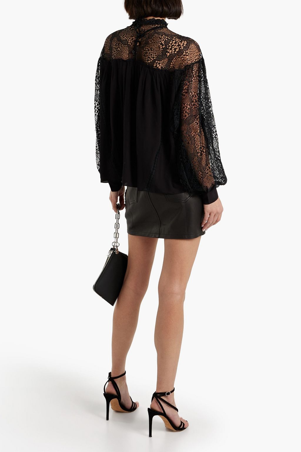 IRO Digwed lace-paneled crepe de chine blouse