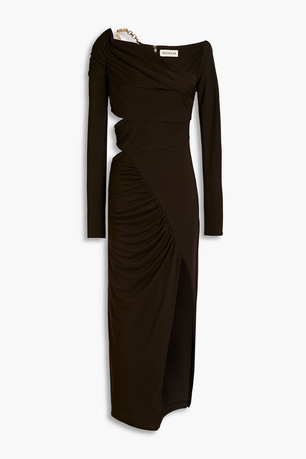 NICHOLAS Dulcina chain-embellished ruched jersey midi dress | THE OUTNET