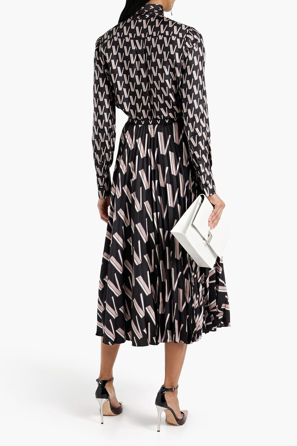 VALENTINO GARAVANI Pussy-bow printed silk-twill blouse