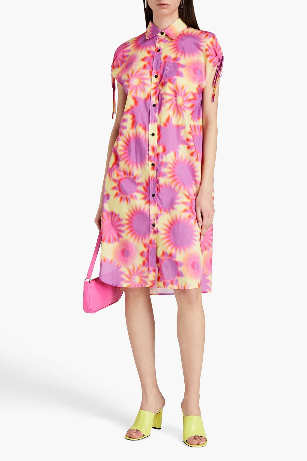 DRIES VAN NOTEN コットンポプリン シャツワンピース プリント入り