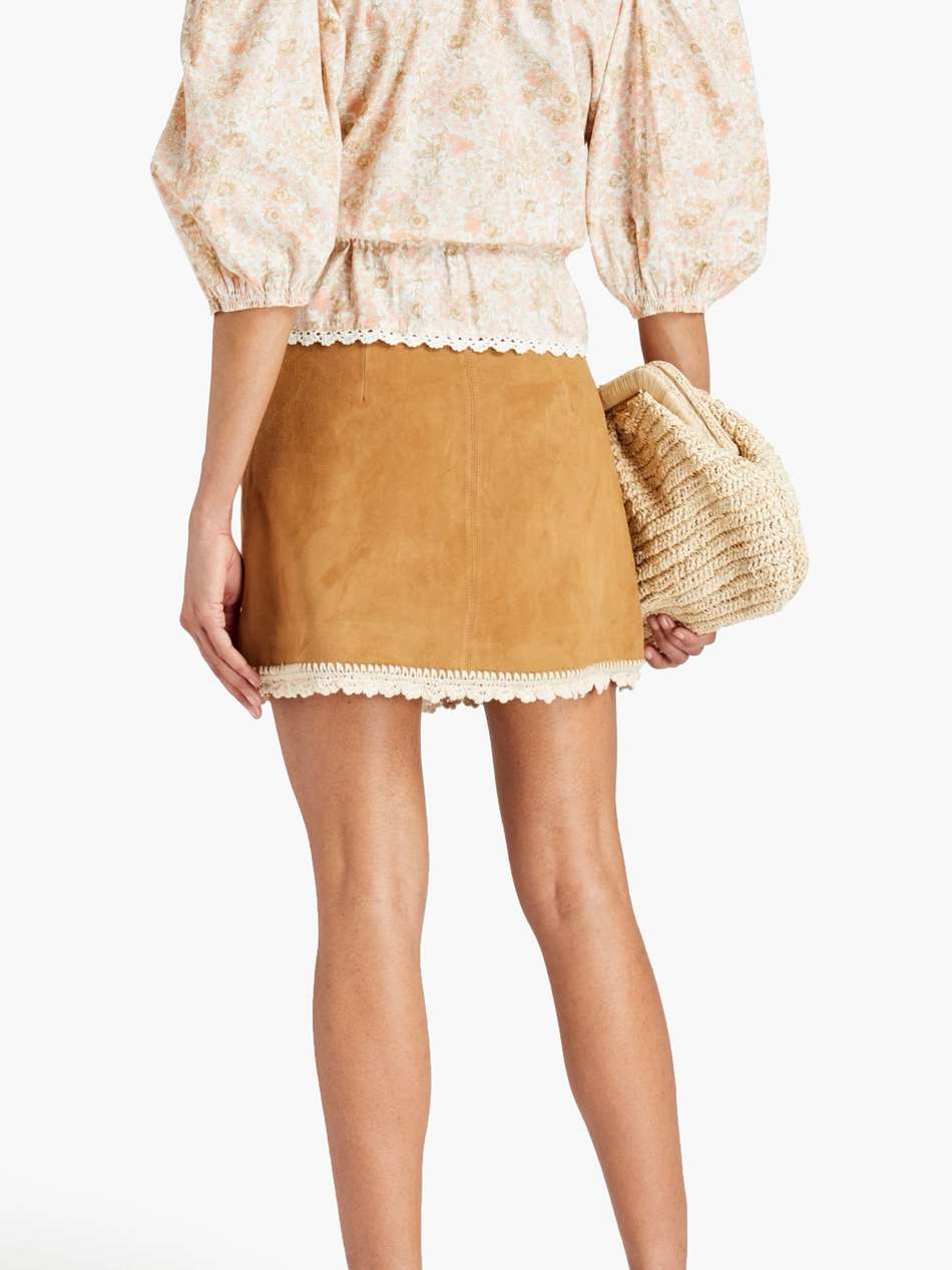crochet-trimmed floral-print cotton blouse