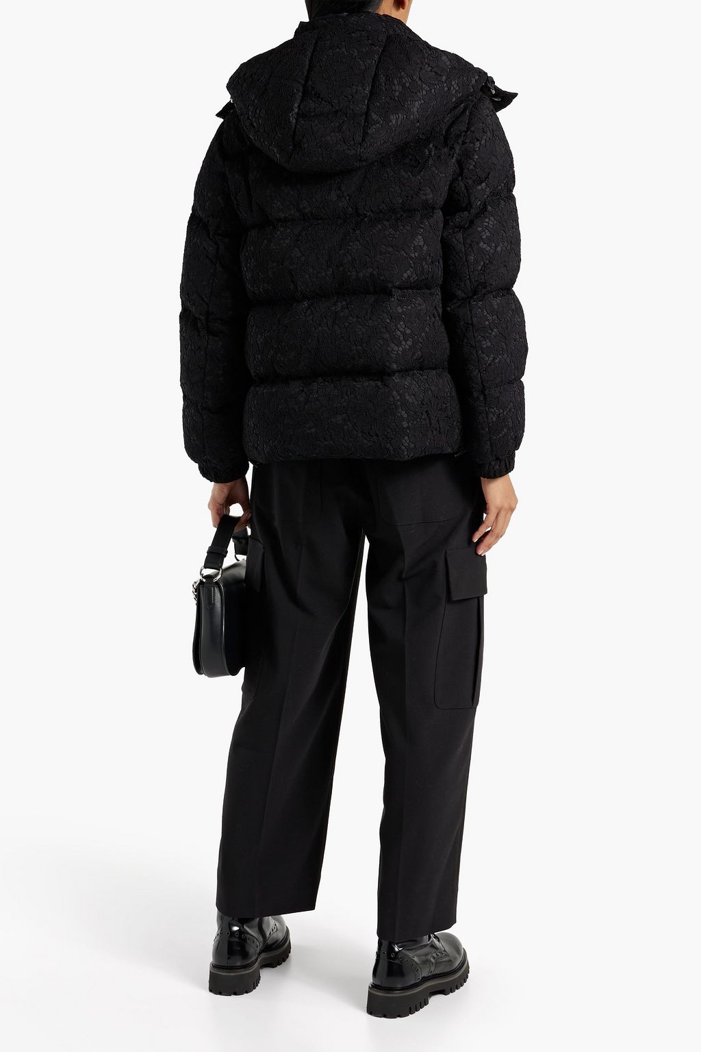 VALENTINO GARAVANI Quilted guipure lace hooded jacket
