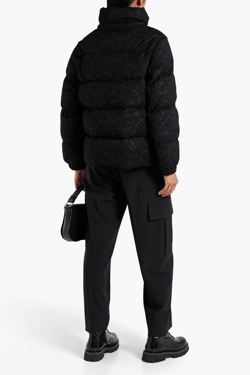 VALENTINO GARAVANI Quilted guipure lace hooded jacket