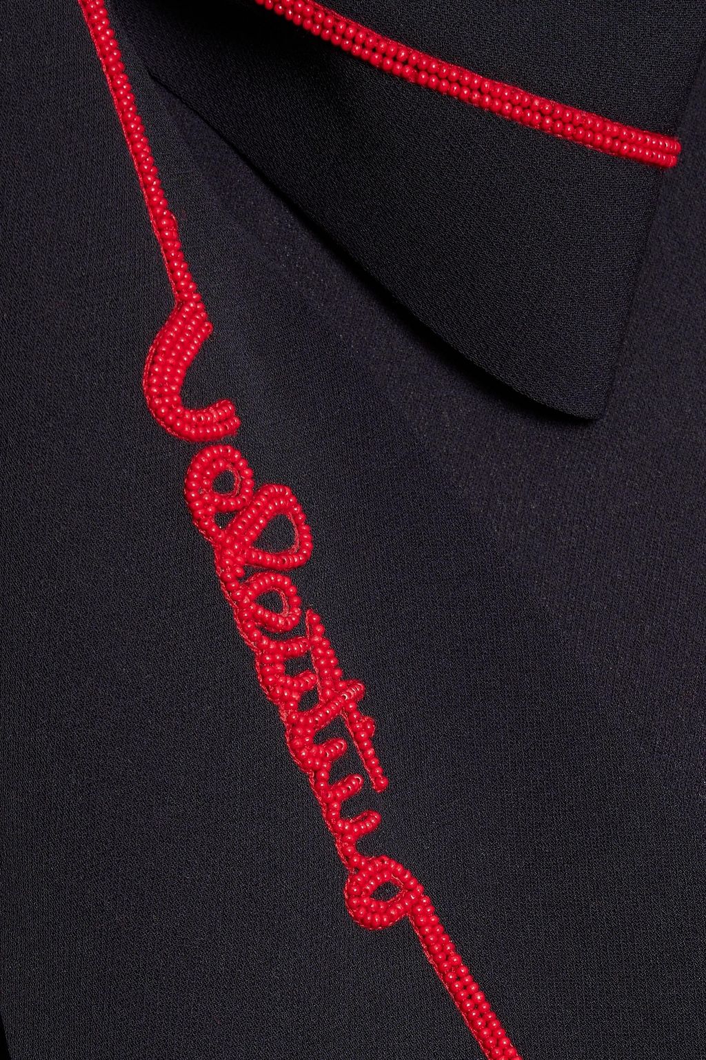 VALENTINO GARAVANI Pussy-bow bead-embellished silk-chiffon blouse