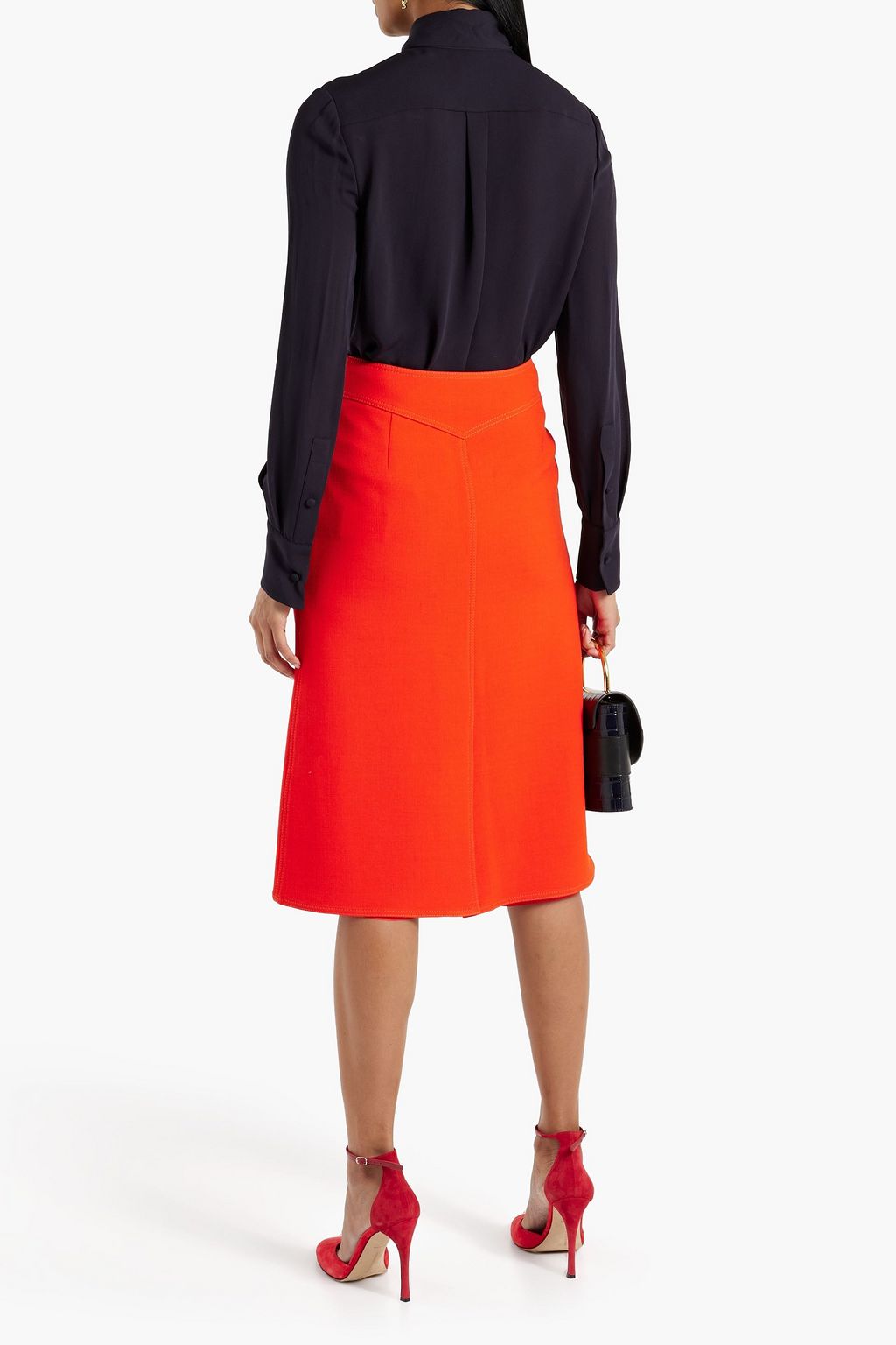 VALENTINO GARAVANI Pussy-bow bead-embellished silk-chiffon blouse