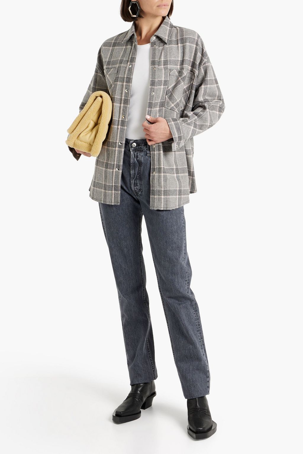 IRO Horren checked wool-blend flannel jacket