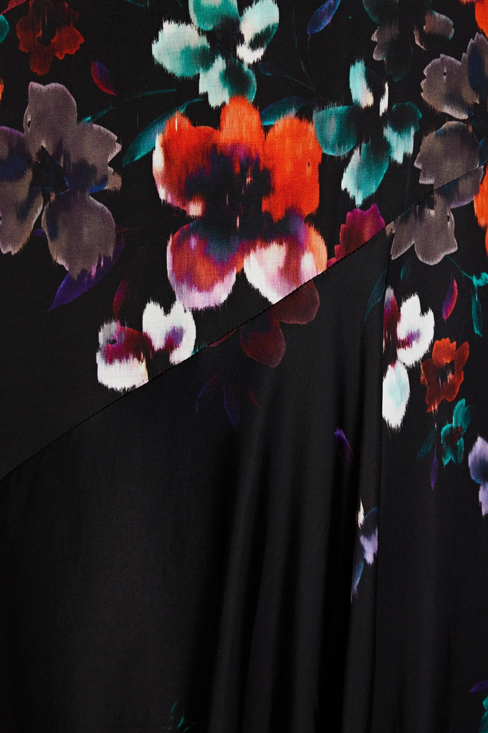 Nicholas Anneli Asymmetric Floral-print Sateen Dress In Black
