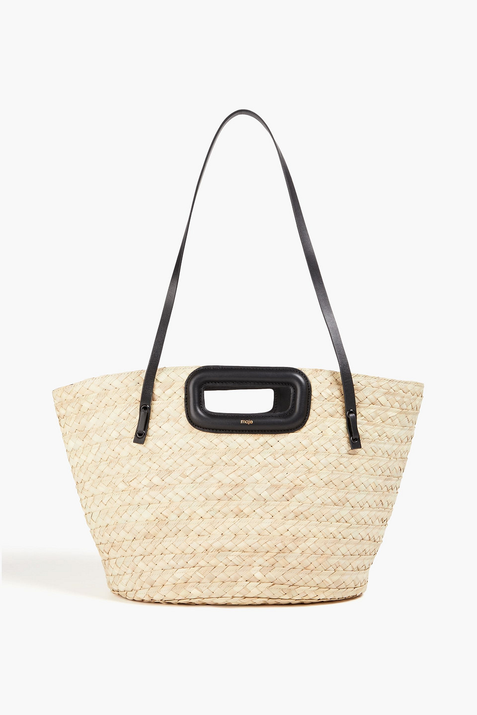 Maje Leather-trimmed Straw Tote In White