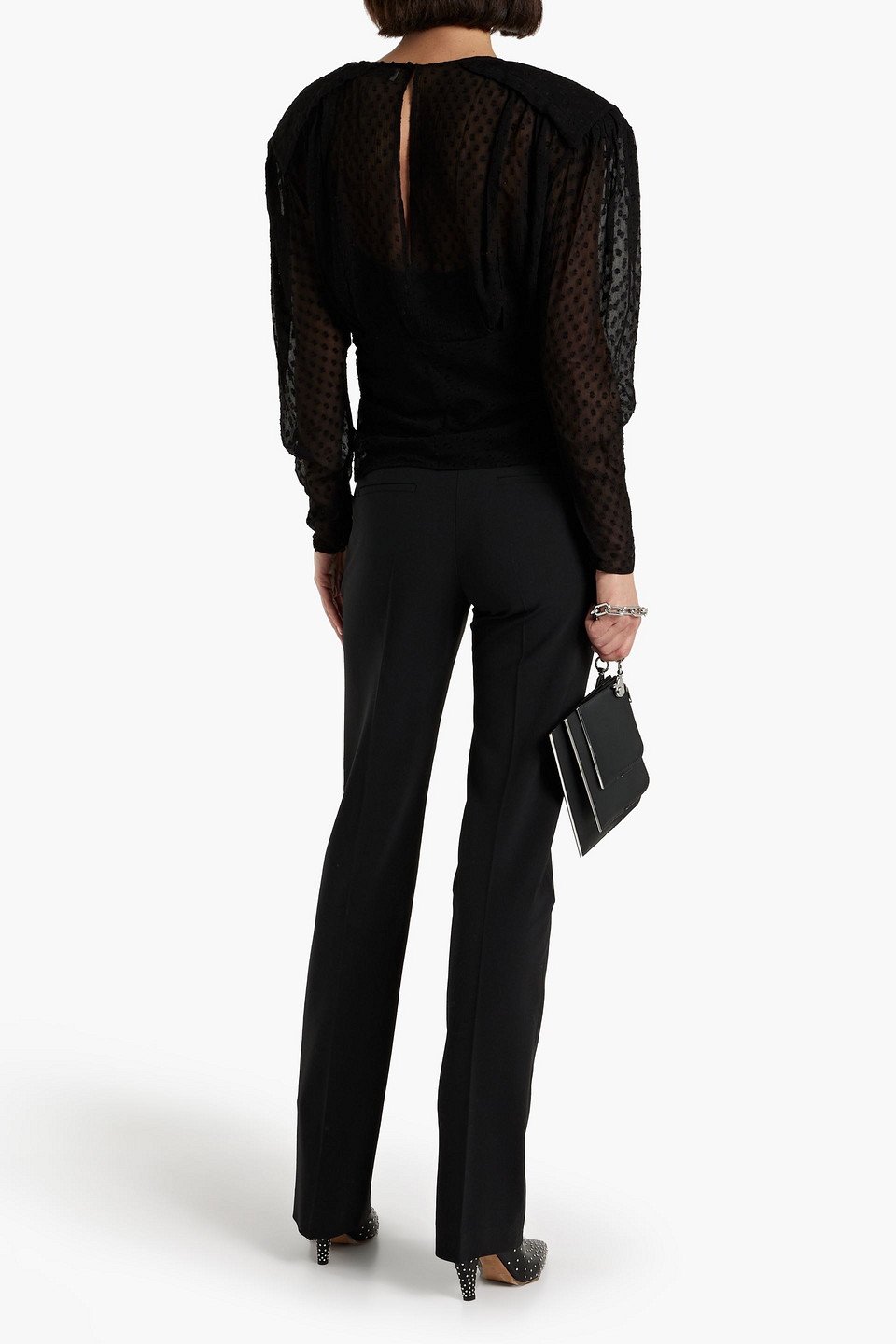 Iro Drake Gathered Fil Coupé Georgette Top In Black