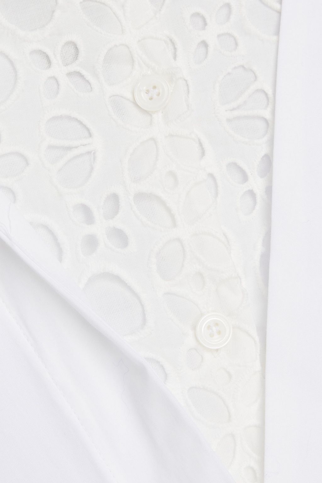 MAJE Cold-shoulder broderie anglaise-paneled cotton-poplin top