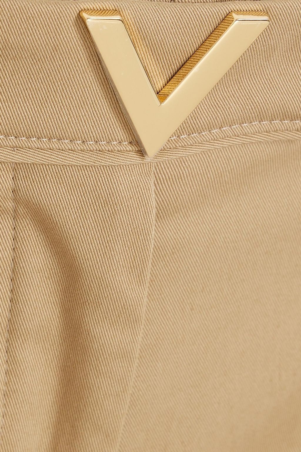 VALENTINO GARAVANI Embellished cropped cotton-blend twill straight-leg pants
