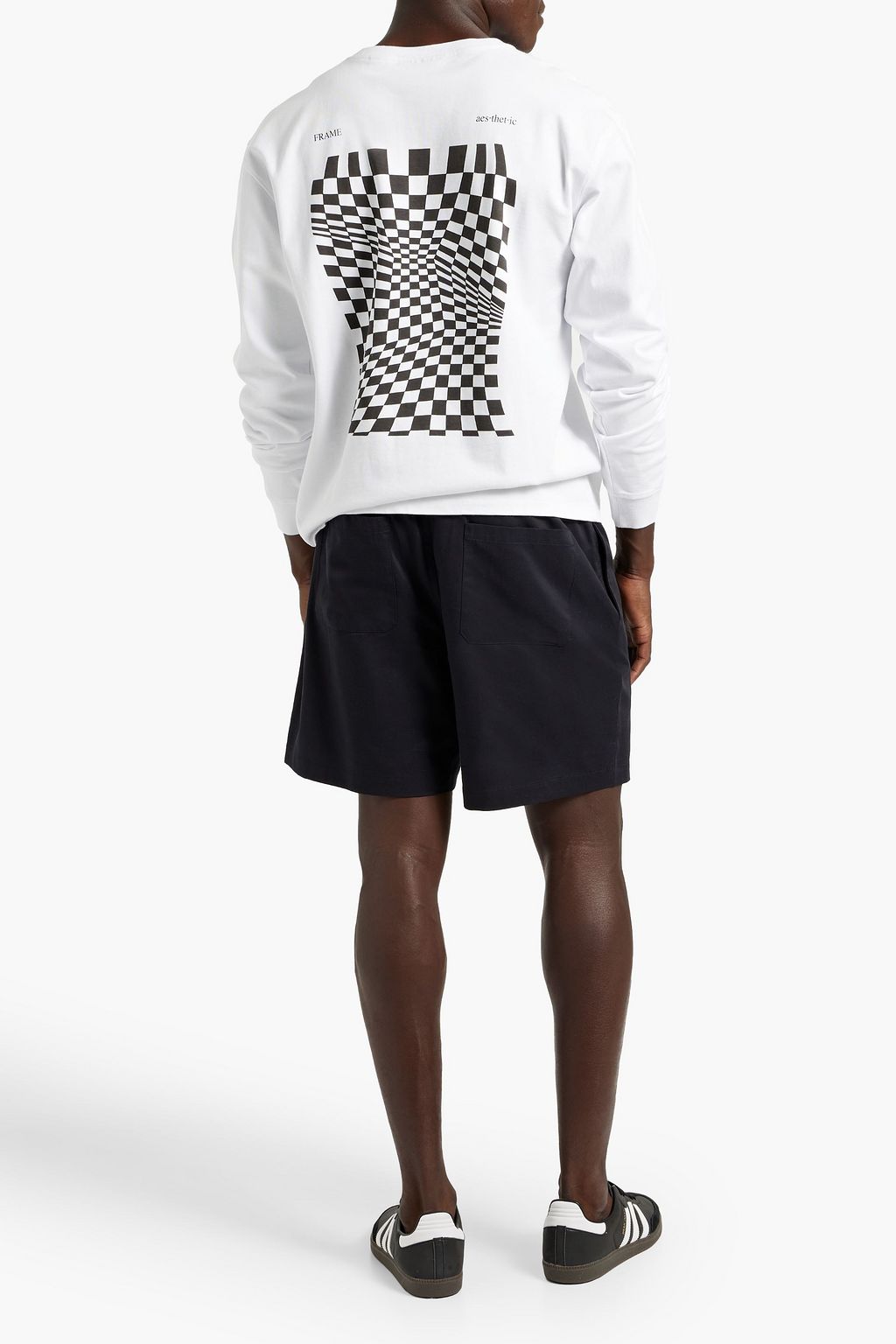 FRAME Lyocell and cotton-blend drawstring shorts
