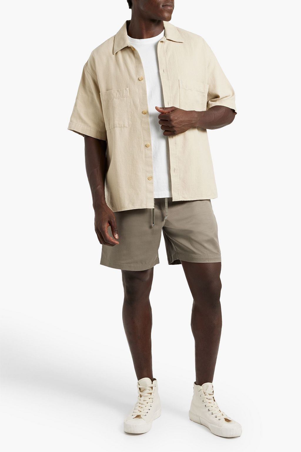 FRAME Lyocell and cotton-blend drawstring shorts