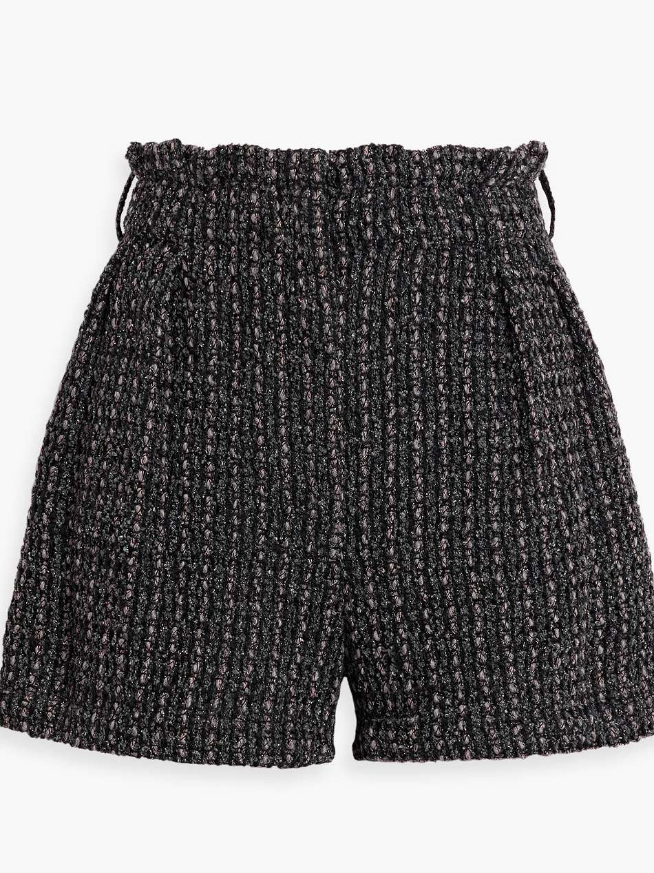 kale metallic bouclé-knit shorts
