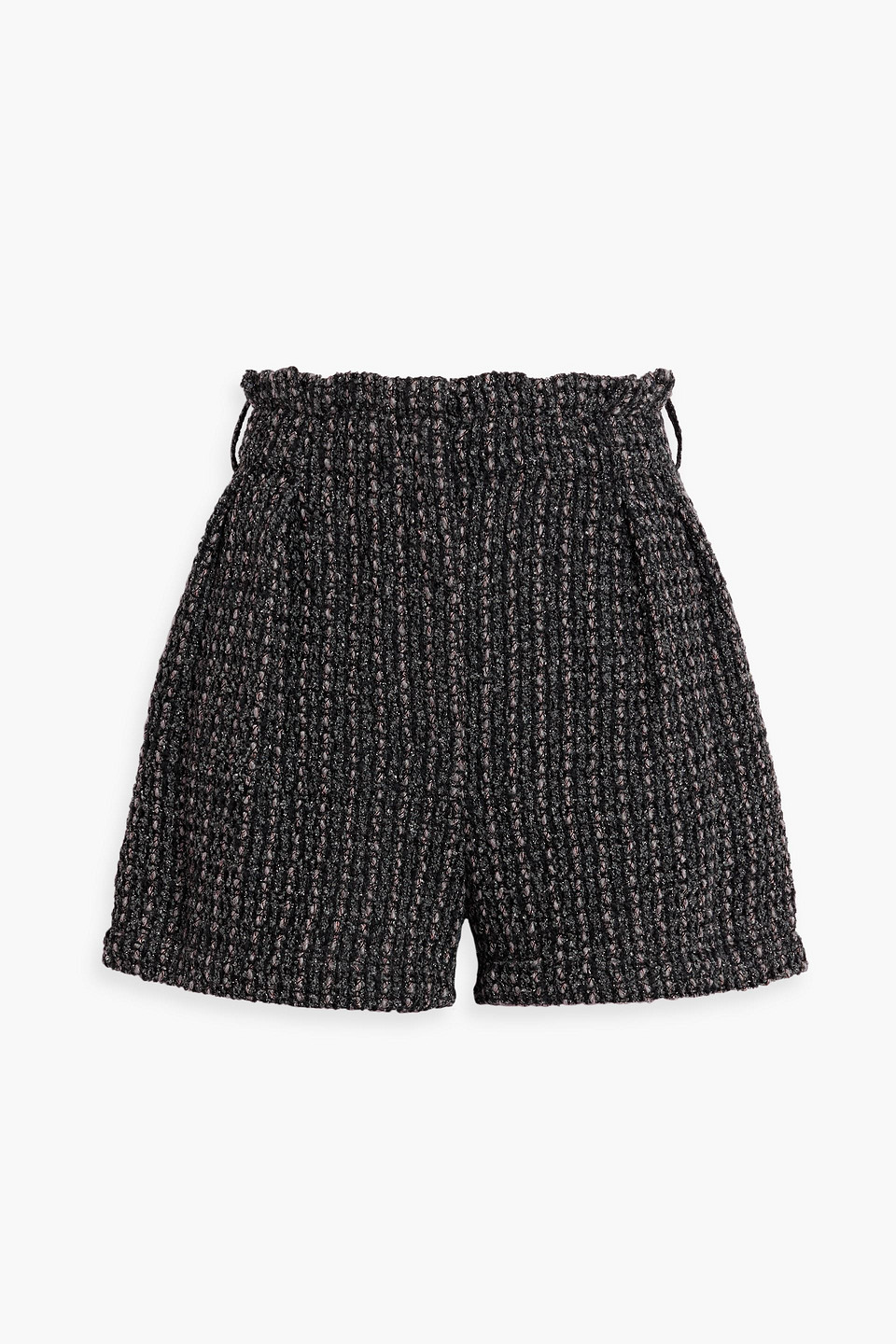 Shop Iro Kale Metallic Bouclé-knit Shorts In Dark Gray