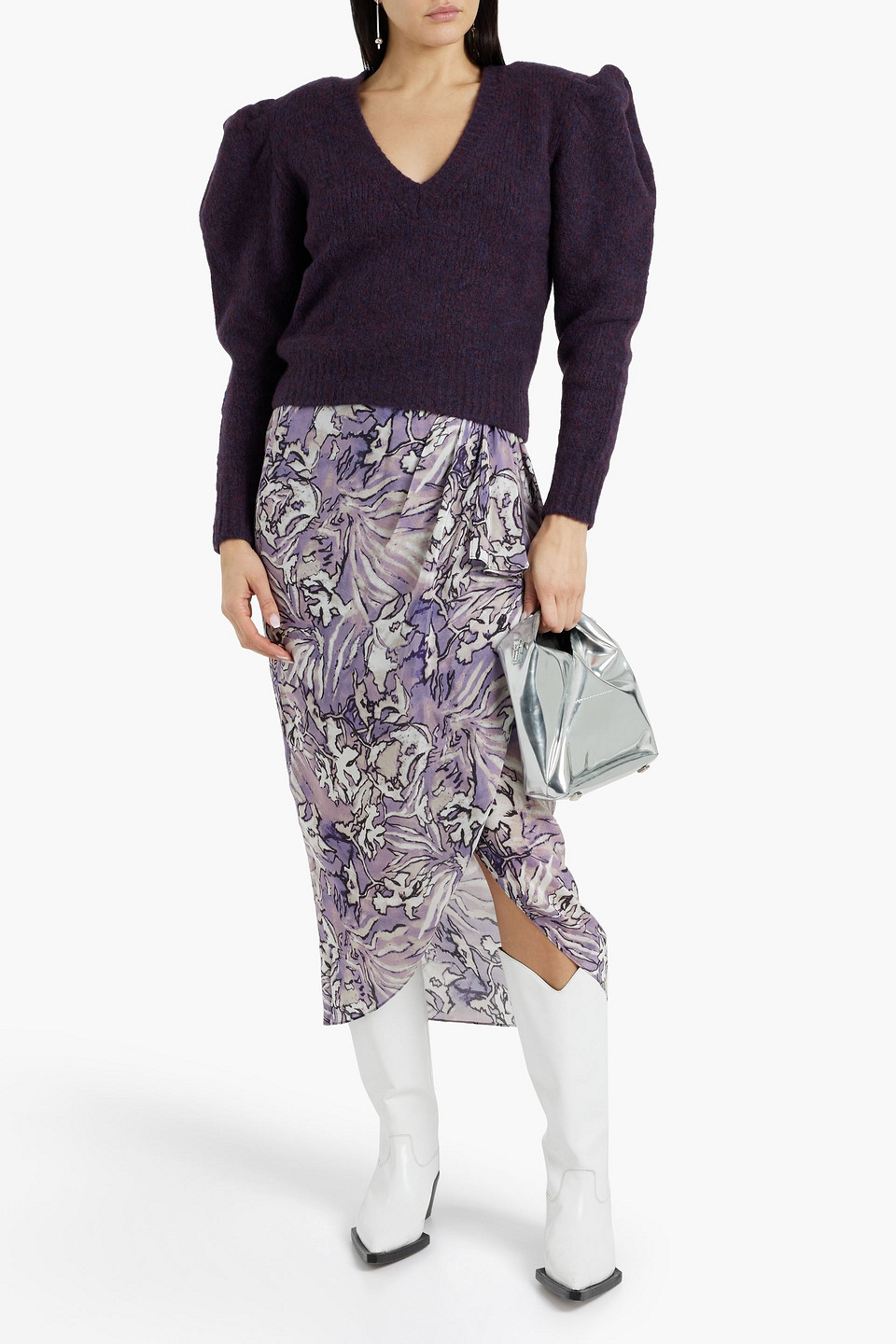 Shop Iro Over Brushed Wool-blend Sweater In Grape